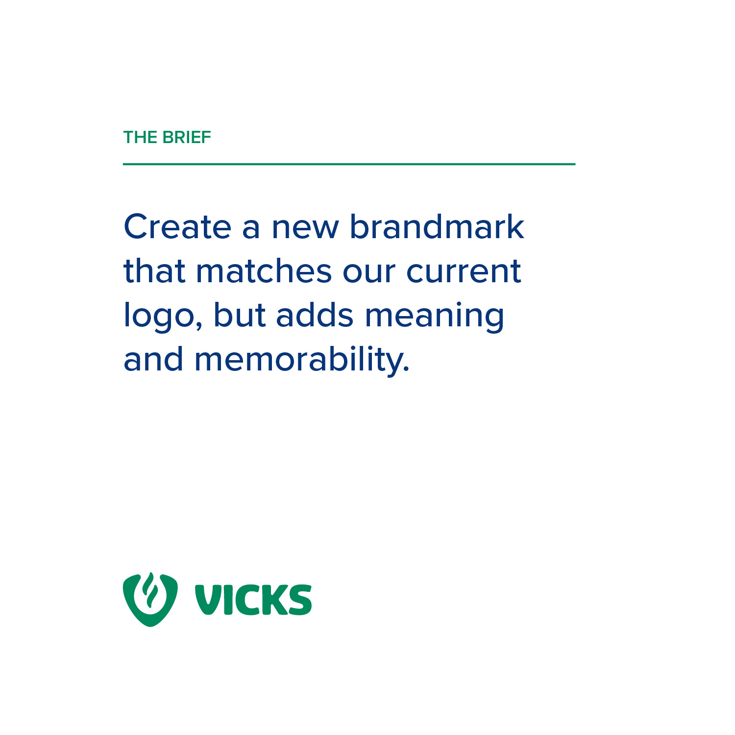 The Brief: Create a new brandmark that matches our current logo, but adds meaning and memorability.